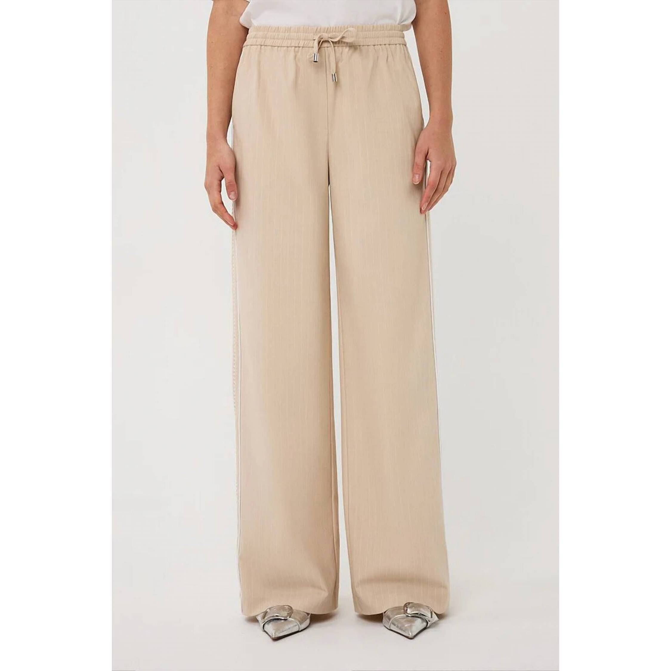 New Esqualo Tapes Pinstripe Trousers In White